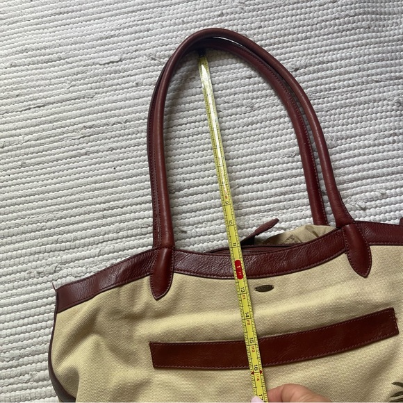 SCALA Tan Canvas Palm Tree Travel Tote | Leather Trim | Large Overnight Bag - Picture 11 of 14